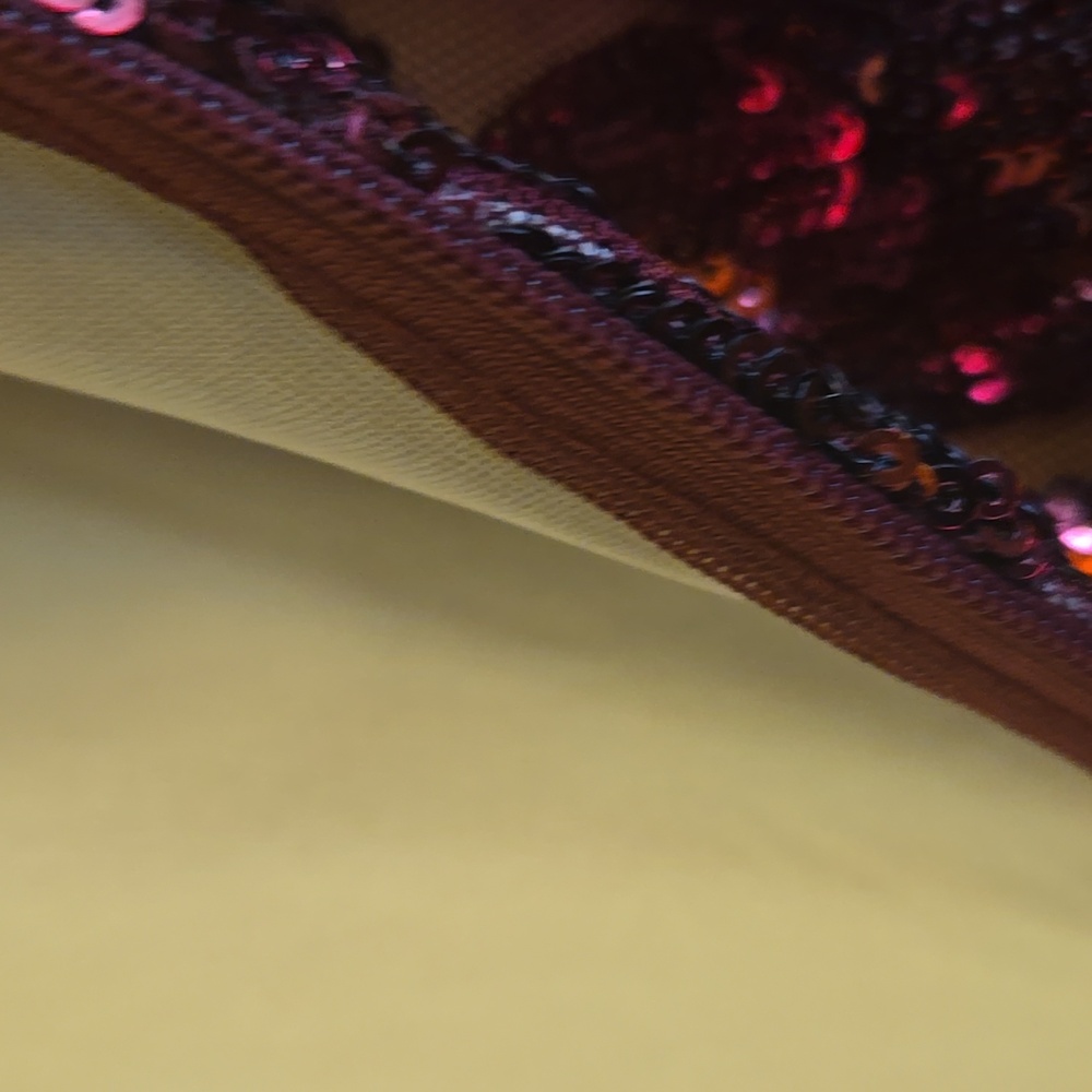 Fashion Nova-Burgundy cutout sequin gown with cream lining Sz XS NWT. - Picture 14 of 15